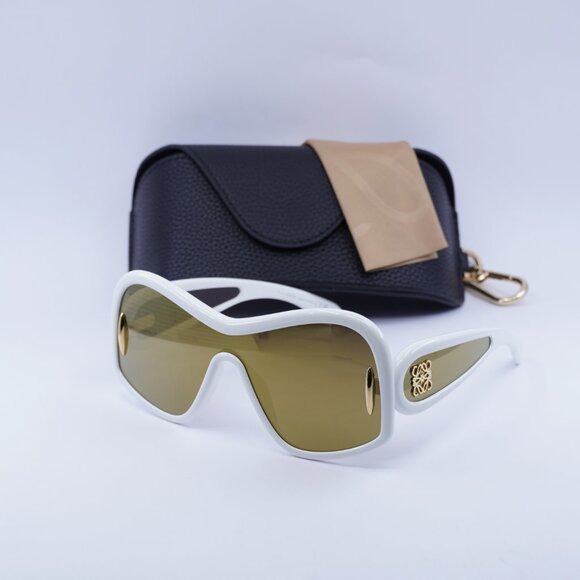 Loewe LW40131I 25G Sunglasses White Shield Frame, Brown Gold Mirror Lenses main image 7